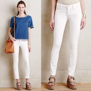 J Brand • Mid Rise Rail Skinny Jeans white Blanc denim stretch slim Anthro